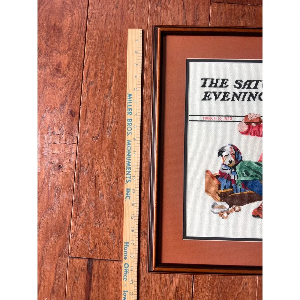 Norman Rockwell Saturday Evening Post Needlepoint Framed Art March 10 1923